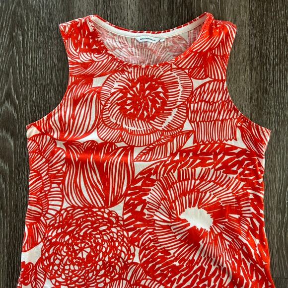 EUC Marimekko Red Floral Print Sleeveless Cotton Dress Small Valve 100% Cotton - Picture 11 of 13